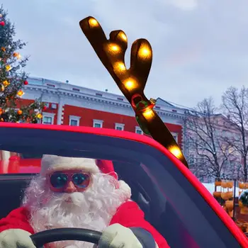 Коледа интериор за кола | Светещи led комплект за носа с Оленьими Рога| Комплект за декориране на автомобилни костюми, авто аксесоари 4